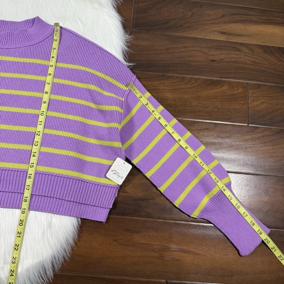 Free People Womens Size Small Iris Orchid Stripe Easy Street Cropped Sweater Top - Picture 5 of 11